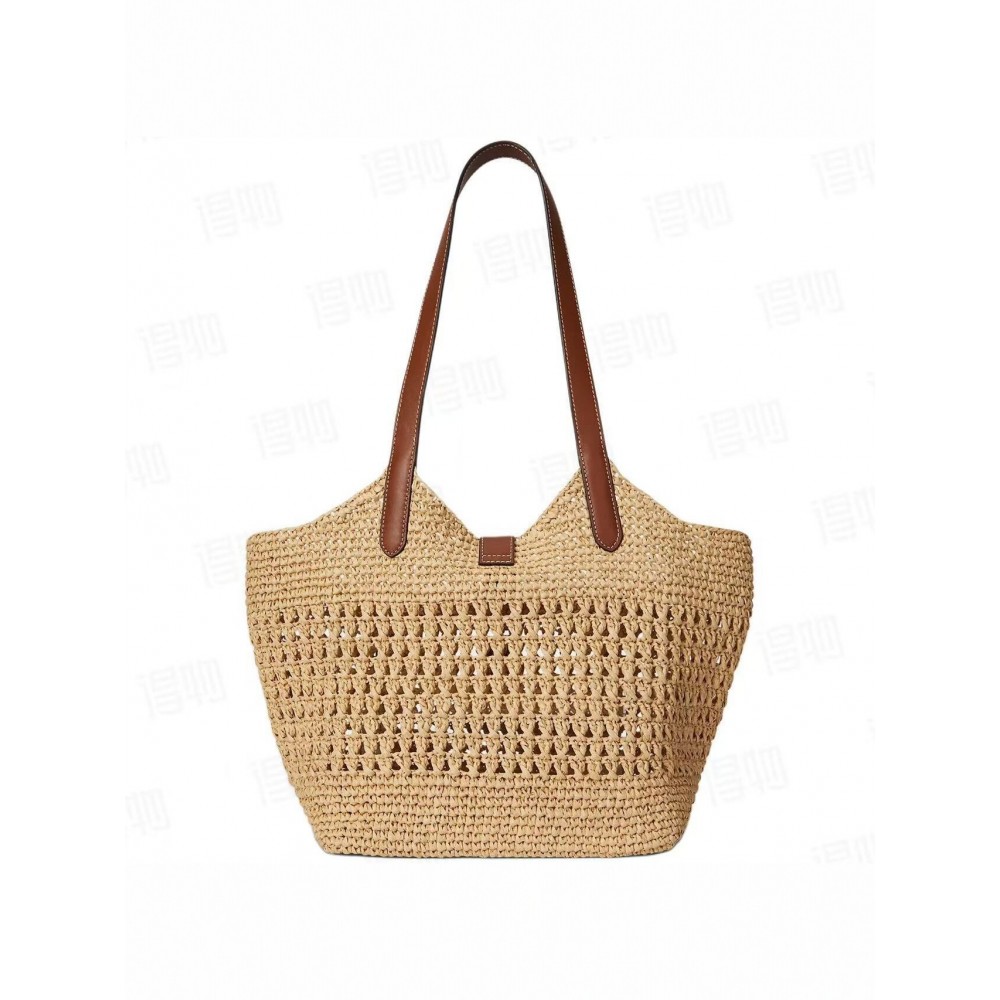 Ladies' Casual Hollow - out Single - shoulder Cotton - thread Woven Bag, New - style Lazy - style Handheld Straw Woven Bag