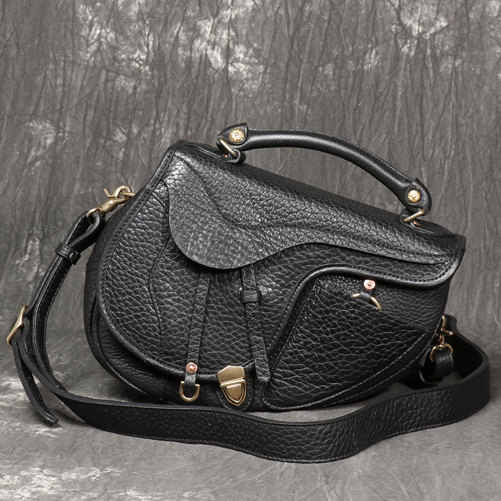 New - style Ladies' Top - Grain Leather Handbag, Genuine Leather Luxury Saddle Bag, Retro and Personalized Shoulder Crossbody Bag