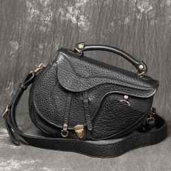 New - style Ladies' Top - Grain Leather Handbag, Genuine Leather Luxury Saddle Bag, Retro and Personalized Shoulder Crossbody Bag