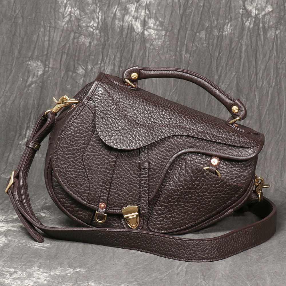 New - style Ladies' Top - Grain Leather Handbag, Genuine Leather Luxury Saddle Bag, Retro and Personalized Shoulder Crossbody Bag