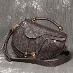 New - style Ladies' Top - Grain Leather Handbag, Genuine Leather Luxury Saddle Bag, Retro and Personalized Shoulder Crossbody Bag