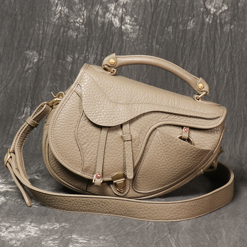 New - style Ladies' Top - Grain Leather Handbag, Genuine Leather Luxury Saddle Bag, Retro and Personalized Shoulder Crossbody Bag